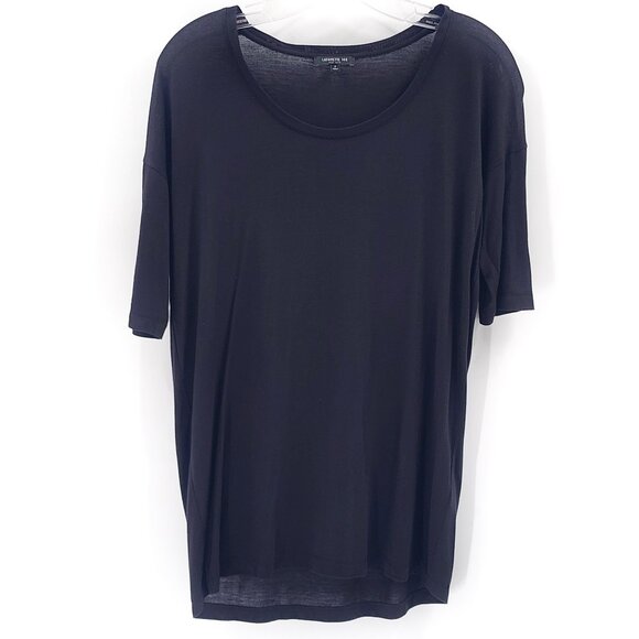 LAFAYETTE 148 NEW YORK Black Short Sleeve Soft Tee T-Shirt Top - Picture 1 of 4
